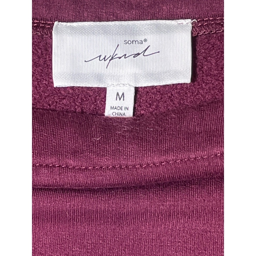 Soma Burgundy Crew Neck Long Sleeve Gathered Cuff Sweatshirt‎ Women's Medium M - Picture 5 of 8